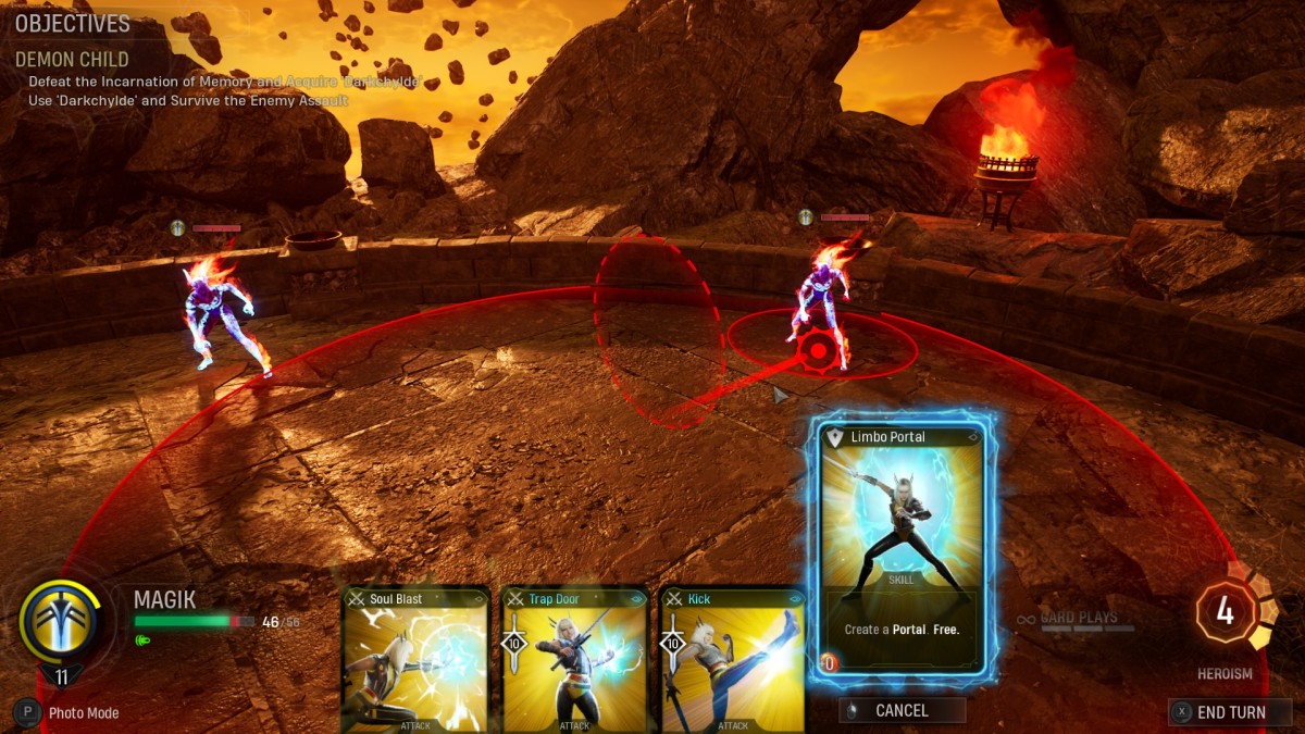 Marvel's Midnight Suns Magik challenge using Limbo Portal